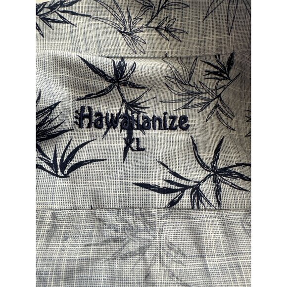 Hawaiianize Button Up Shirt Long Sleeves Dark Blue Navy Palms Cotton Size XL - Picture 5 of 6